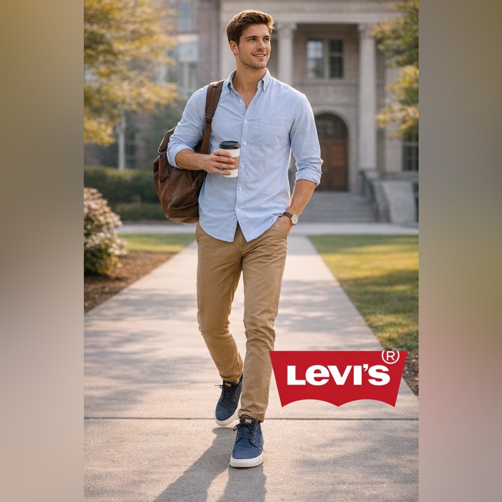 Levi’s Denim Sneakers Lace Up Chukka Style Navy Canvas Comfort Shoes Size 9.5 - Picture 4 of 10